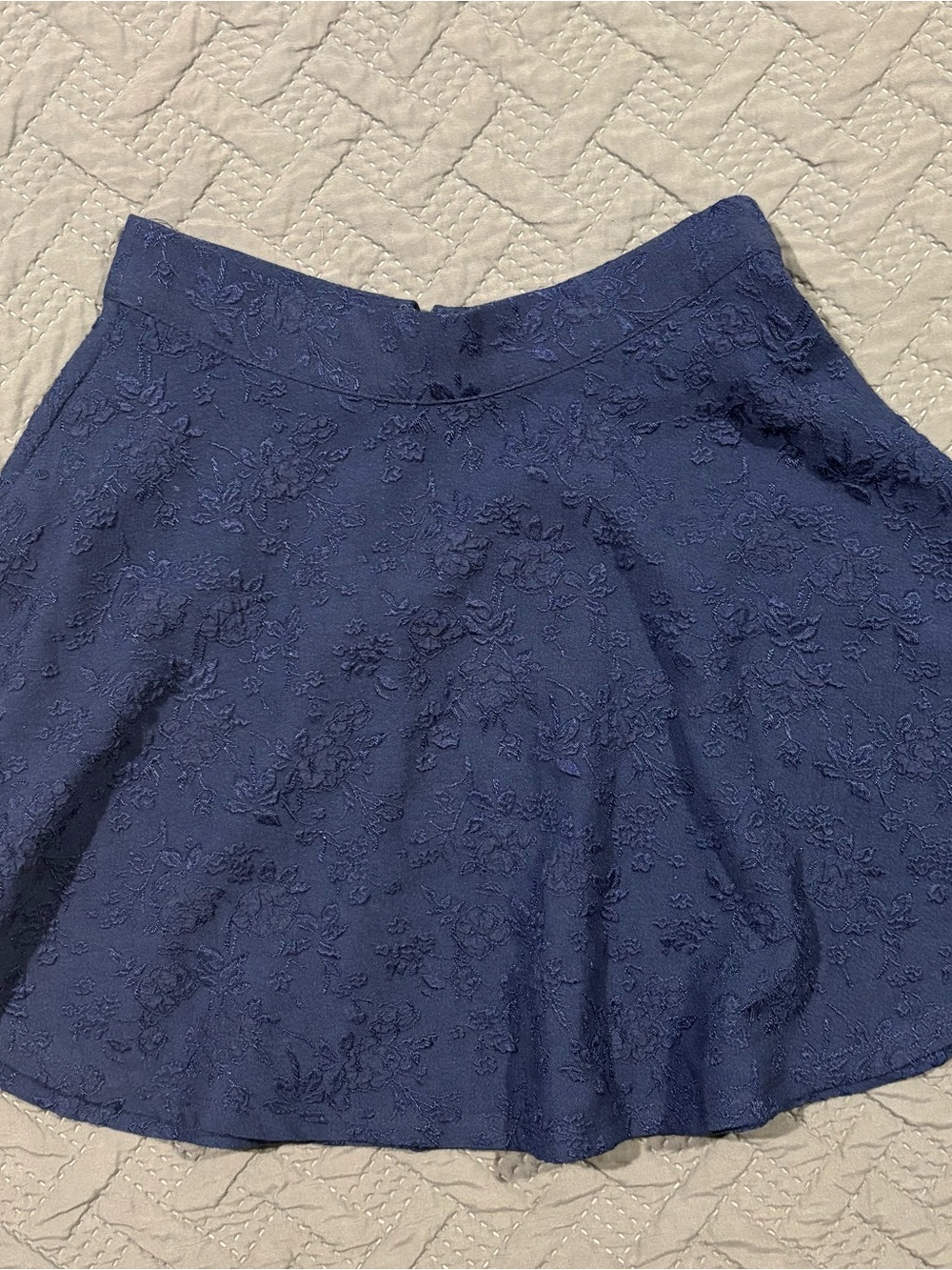 Forever 21 Navy Floral Embossed Skater Skirt